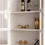 Blanc + brun bois massif + fer + vitrines