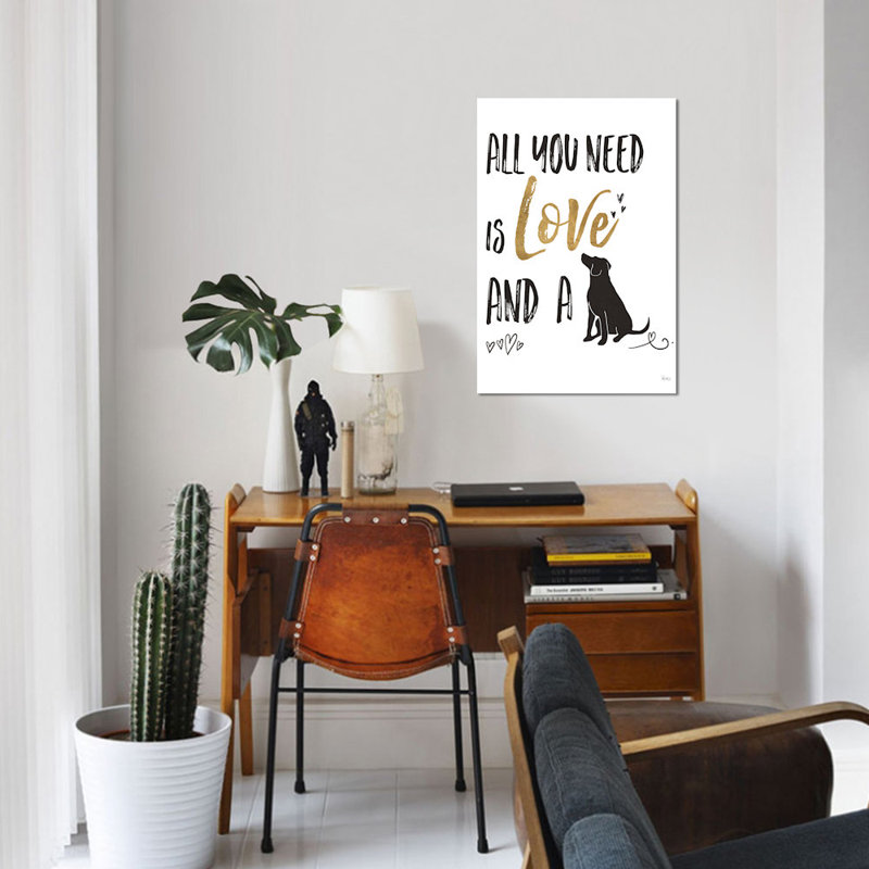 « pet love ii », art textuel sur toile tendue, H 40 po x l 26 po x P 1,5 po, Toile tendue, Pas de tapis