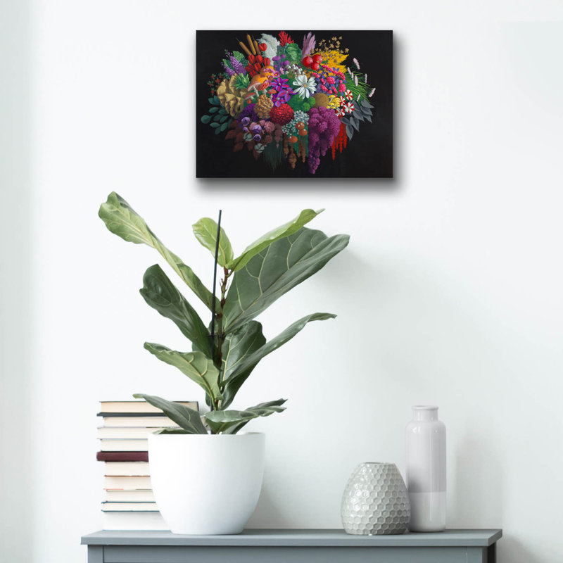  «Purple Flower Bomb» par Heather Gauthier, art mural en verre acrylique, 16 po x 12 po