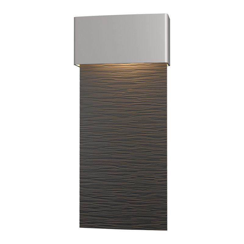Stratum Integrated LED Outdoor Flush Mount, Coastal Black, Coastal Burnished Steel, 21.8" H x 9.5" W x 3.7" D
