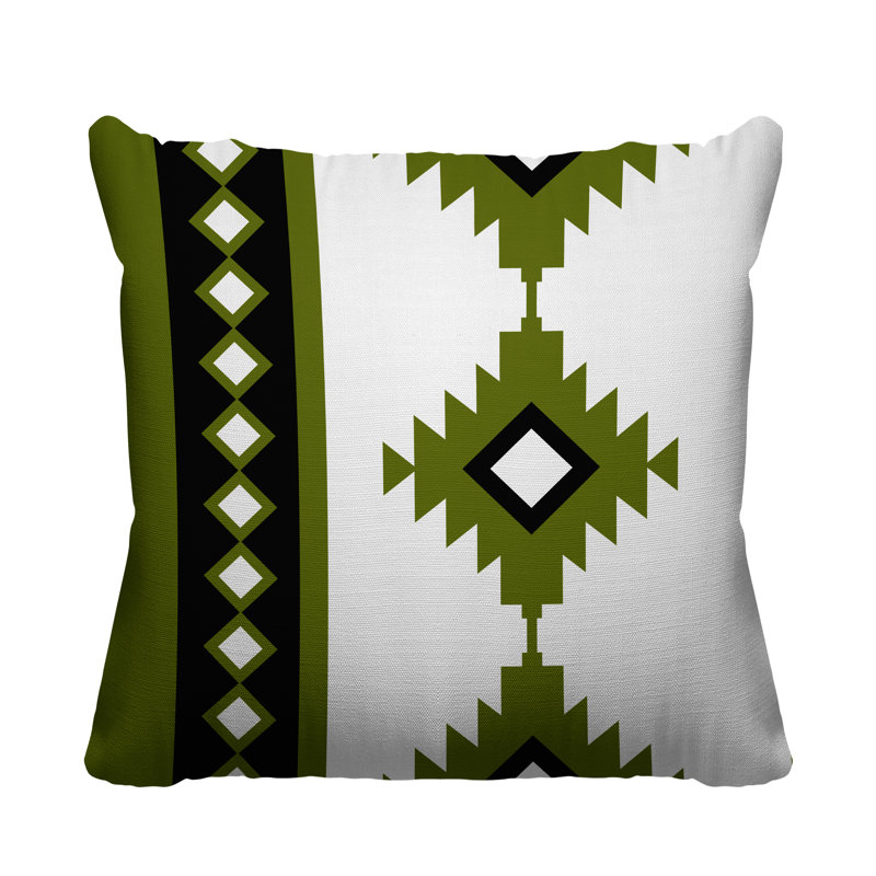 Coussin intérieur / extérieur Carlos Southwestern, L 17 po x H 17 po, Chartreuse