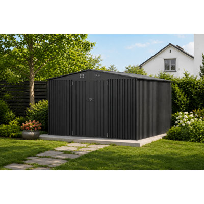 Remise de rangement en métal l 14 pi. X P 12 pi. Avec portes verrouillables, noir