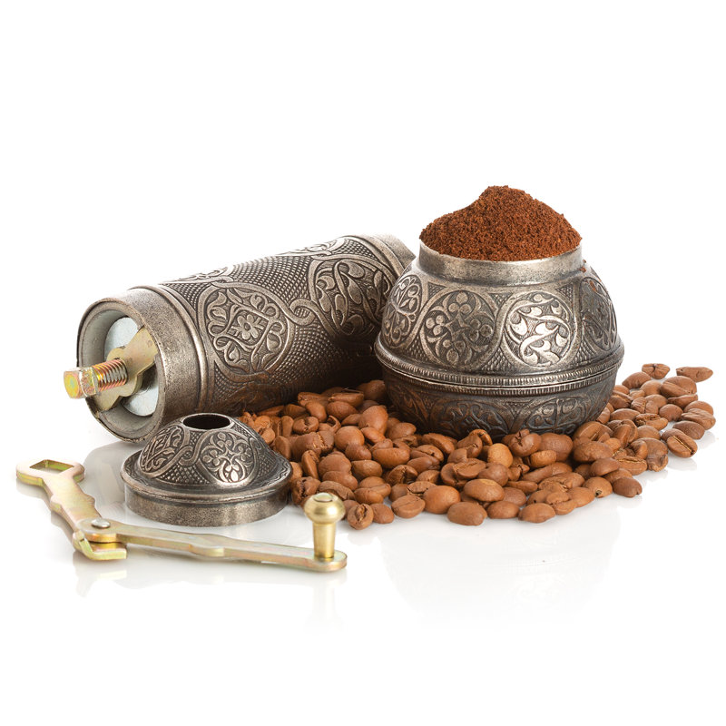Crystalia USA Manual Flat Burr Coffee Grinder, Silver