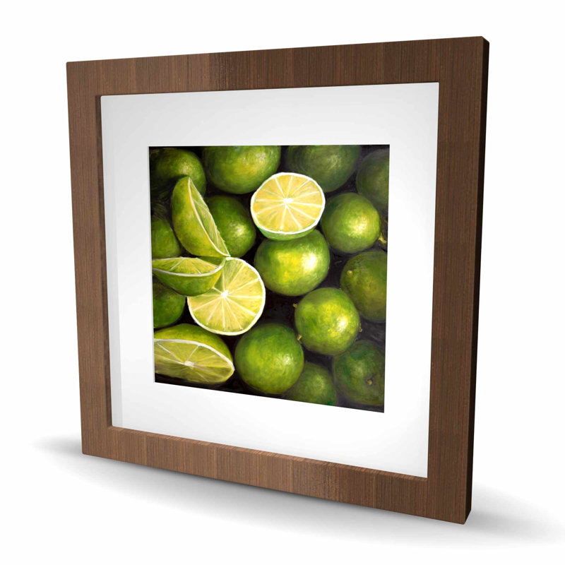 Basket of Limes - gastronomie, reproduction encadrée, Brun, H 16 po x l 16 po