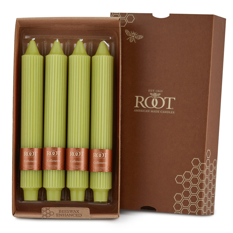 Grecian Collenette Unscented Taper Candle, Willow, 9" H x 1.25" W x 1.25" D