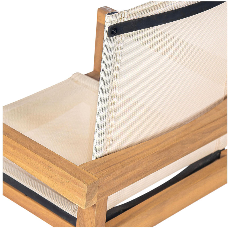 Chaise de salle à manger Belfast, ensemble de 2, structure en teck et tissu beige