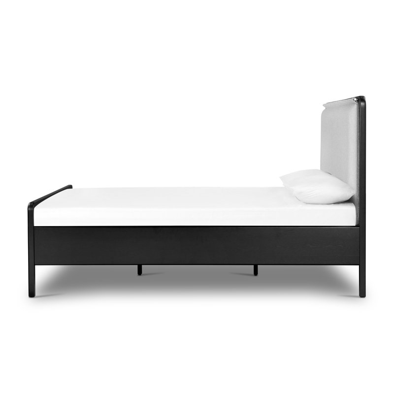 Karsten Upholstered Platform Bed, King, Knoll Sand/Ebony Oak Veneer