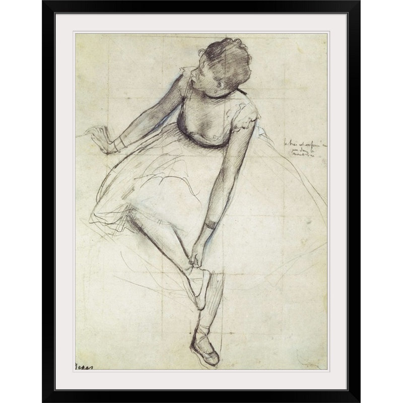 «A Dancer Ajuster Her Shoe» par Edgar Degas, reproduction d'art, Cadre noir, H 24 po x l 20 po x P 1 po