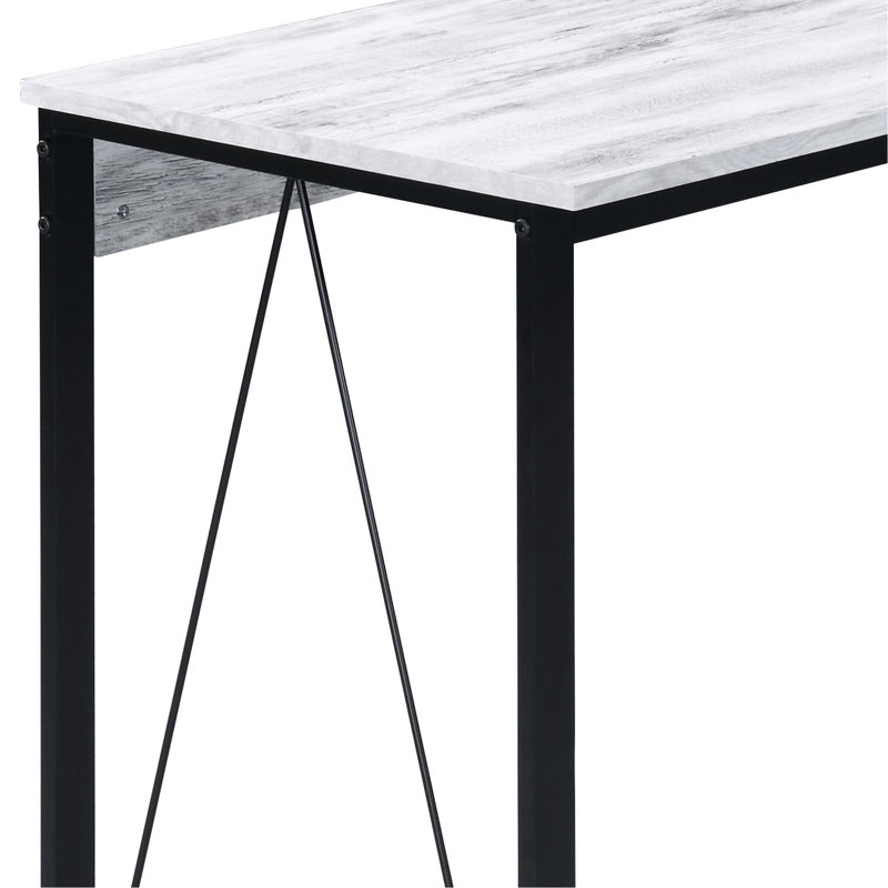 Bureau d'écriture blanc antique et noir - et plateau de table rectangulaire au design élégant avec une base en métal de 15 mm d'épaisseur. Fabrication en bois composite en forme de V charmant.