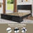 Farmhouse Wood Bed Frame, with Footboard Storage Cabinets,Including Charging Stations And LED Lights，Black，Full Size-584011874-584011875