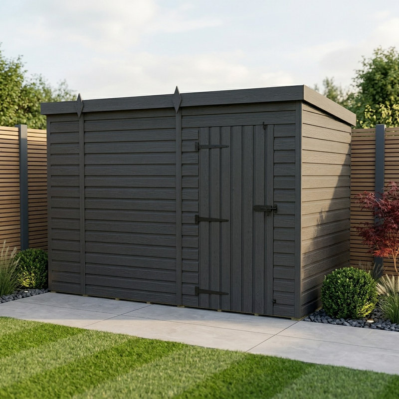 Total Sheds 10ft x 8ft Composite Pent Garden Shed - Single Door - No Windows - EPDM Rubber Roof - UK Manufactured