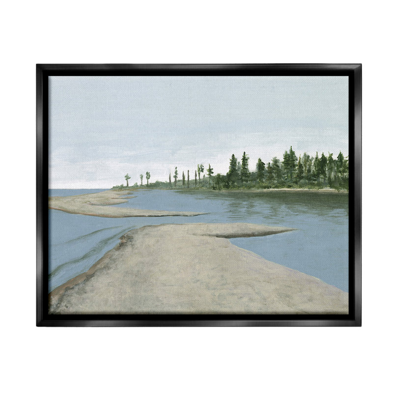 «Lake Waterfront Scenery Floater Frame» par Michael Willett sur, Cadre flottant noir de jais, H 25 po x l 31 po