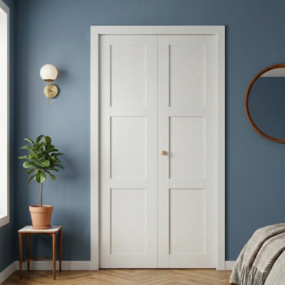 Arch Top White Primed Manufactured Wood Bi-Fold Doors With Hardware Kit