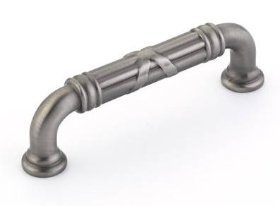 Ribbon and Reed Fixed Estate 4" Center to Center Bar Pull, 4", Satin Nickel