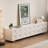 Creamy white simple solid wood TV cabinet-105491967