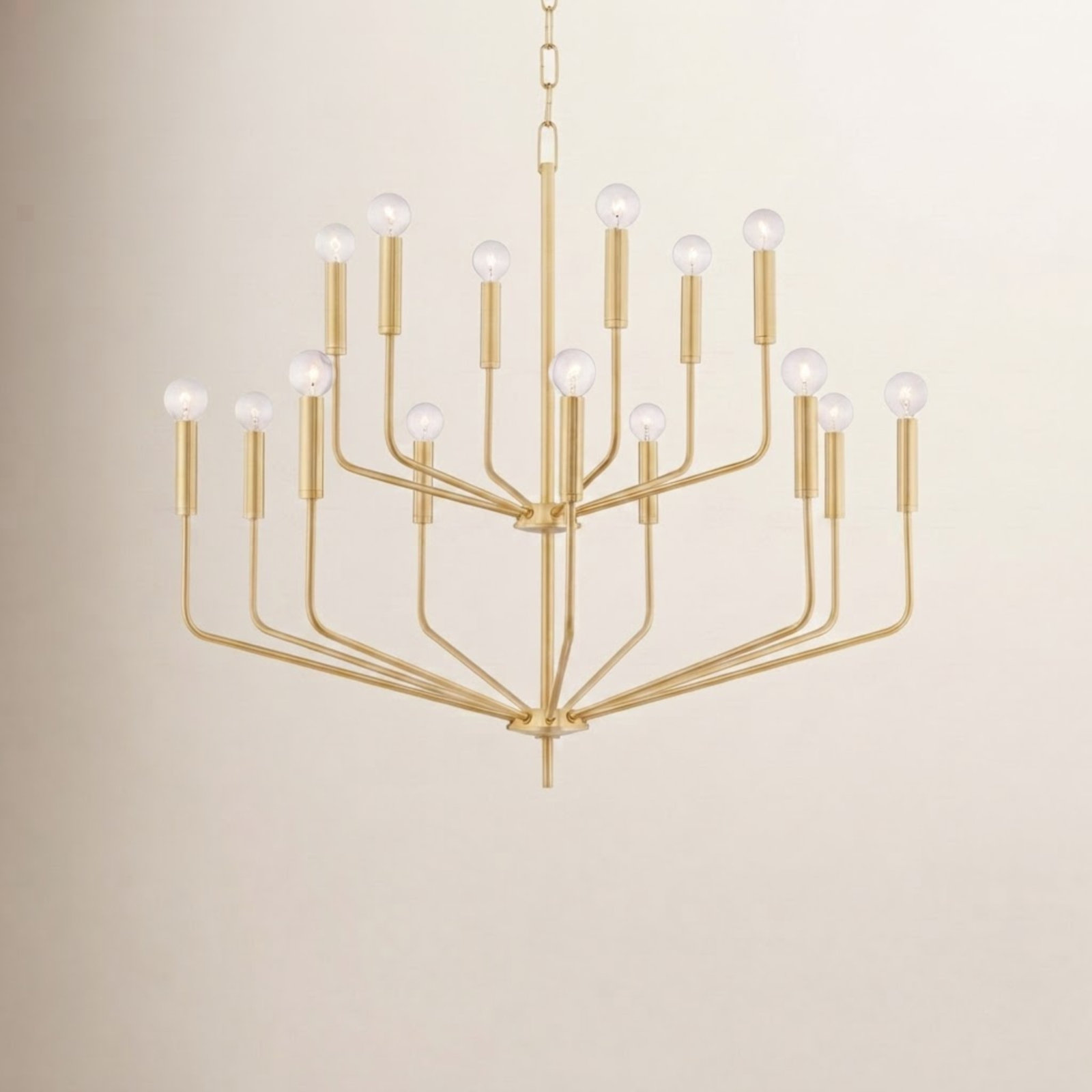 15-Light Chandelier, Aged Brass