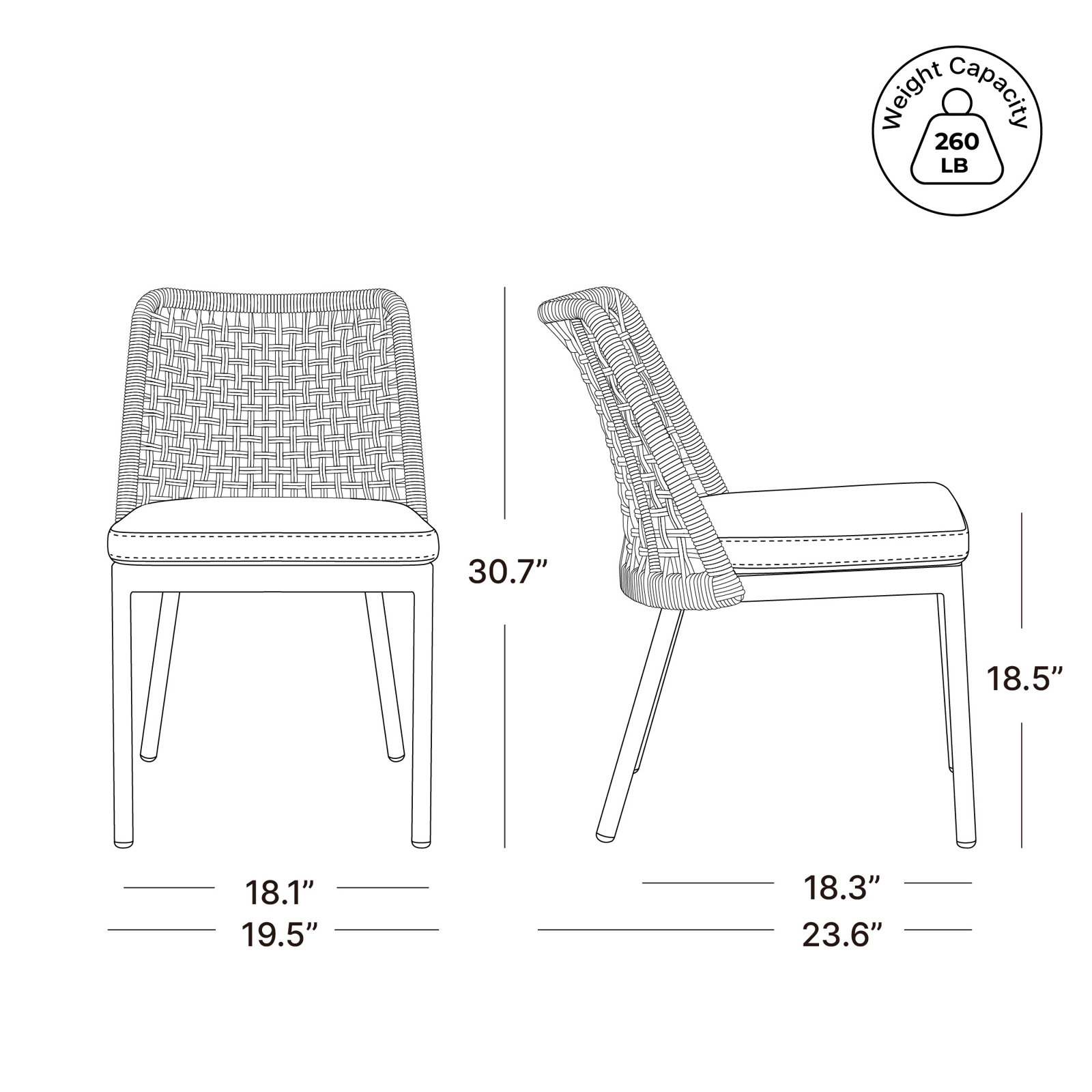 Deana Patio Side Chair, Light Gray