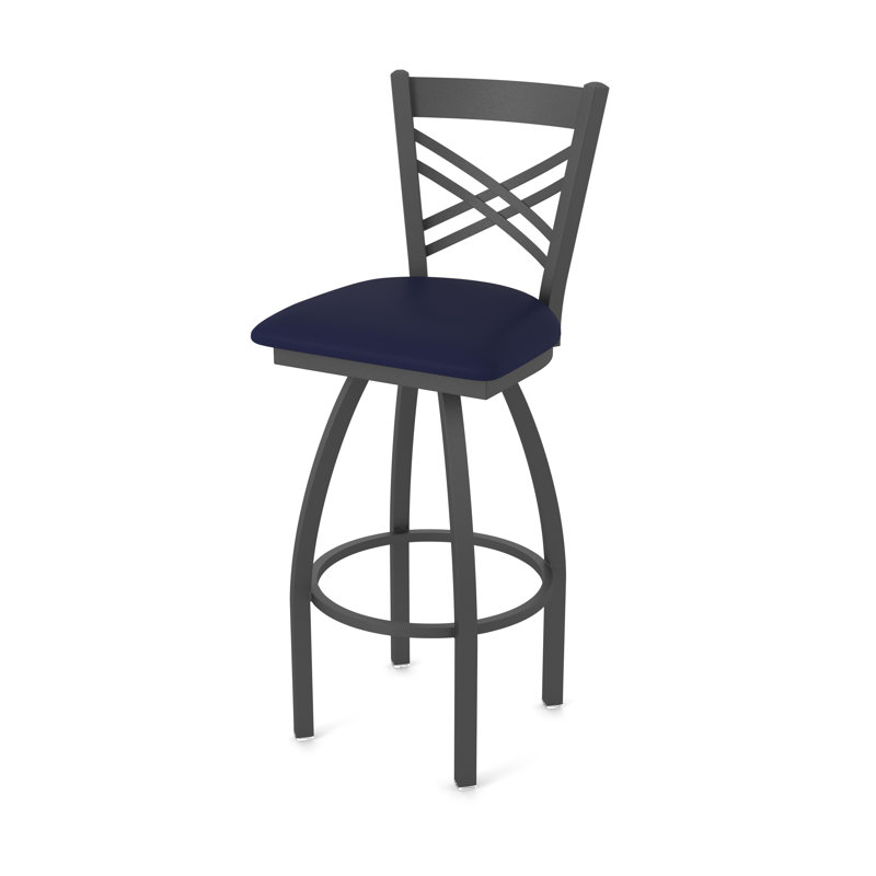 820 Catalina Swivel Stool, Pewter, Vinyl-Canter Twilight, Bar Stool (30" Seat Height)