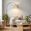 Lampes sur pied arquées pour le salon avec 3 températures de couleur, lampe sur pied noire avec télécommande et ampoule à DEL à intensité variable, lampe sur pied en rotin boho, lampe campagnarde haute pour chambre à coucher, lampe de lecture arquée sur canapé