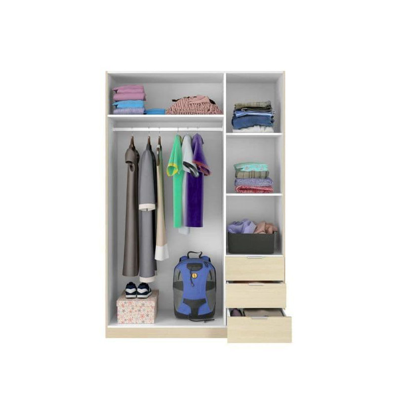 Camoren Solid Wood Wardrobe, 70.86" H x 47.63" W x 20.47" D, Oak