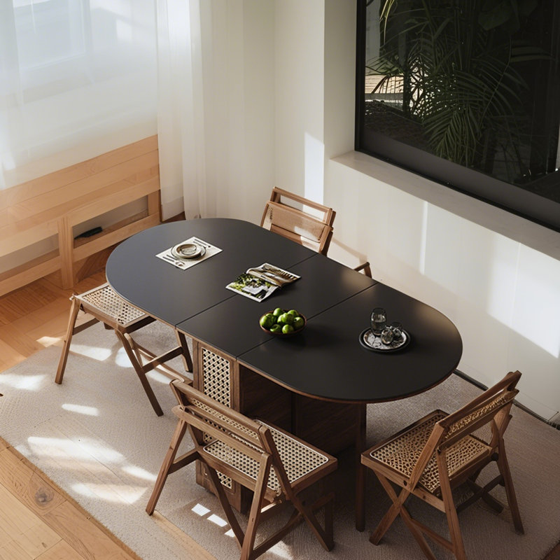Bayou Breeze 47.24" Foldable Black Oval Dining Table