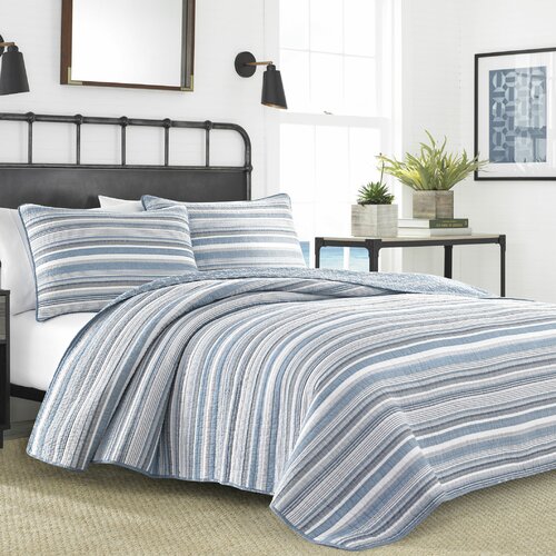 Nautica Jettison Gray Cotton Reversible Quilt Set & Reviews | Wayfair