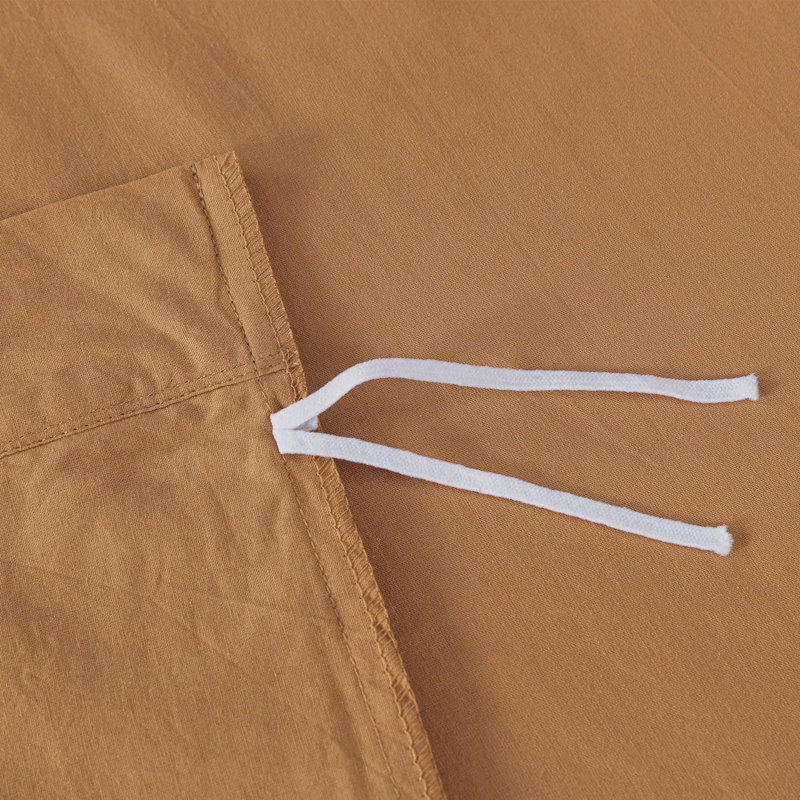  Solid Color 100% Washed Cotton Duvet Cover Set , Queen Duvet Cover + 2 Standard Shams, Caramel