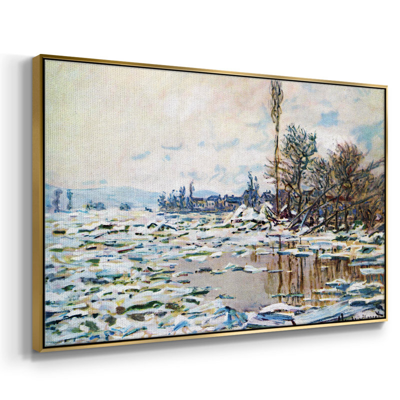 «Break Up Of Ice», reproduction d'art encadrée sur toile par Claude Monet, H 27 po x l 41 po x P 2 po, Clair