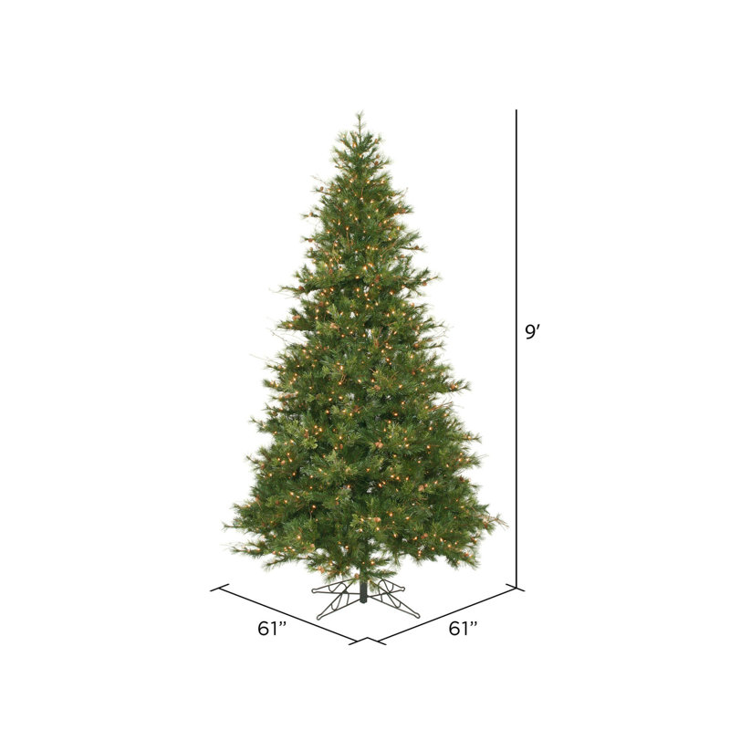 Galarza Lighted Artificial Pine Christmas Tree, 9' H