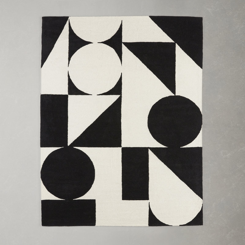 Dave Hand Tufted Geometric Indoor Rug, Rectangle 9' x 12'