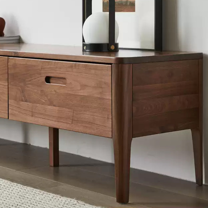 Meuble télé minimaliste en bois massif, H 17,71 po x L 70,86 po x l 15,74 po