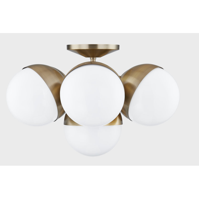 Patina Brass Globe Semi-Flush Mount with Glass Shades