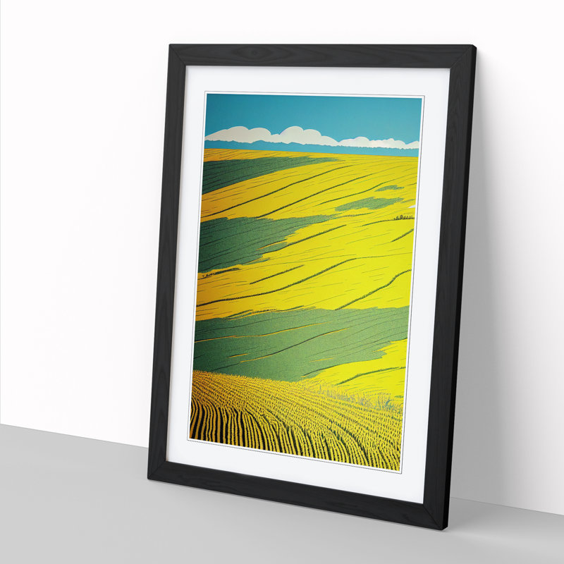 Wheat Field Pop Art - Single Picture Frame Print, Black, 64cm H x 46cm W x 2cm D