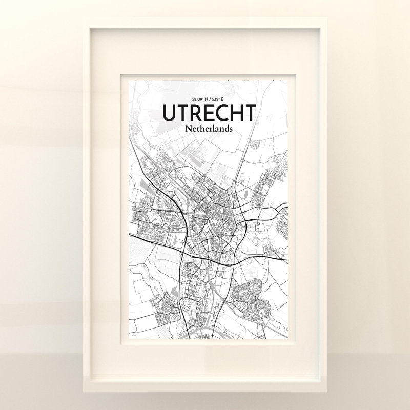 Utrecht City Map in Tones 1 Piece Wall Art, 36cm H x 24cm W x 0.05cm D