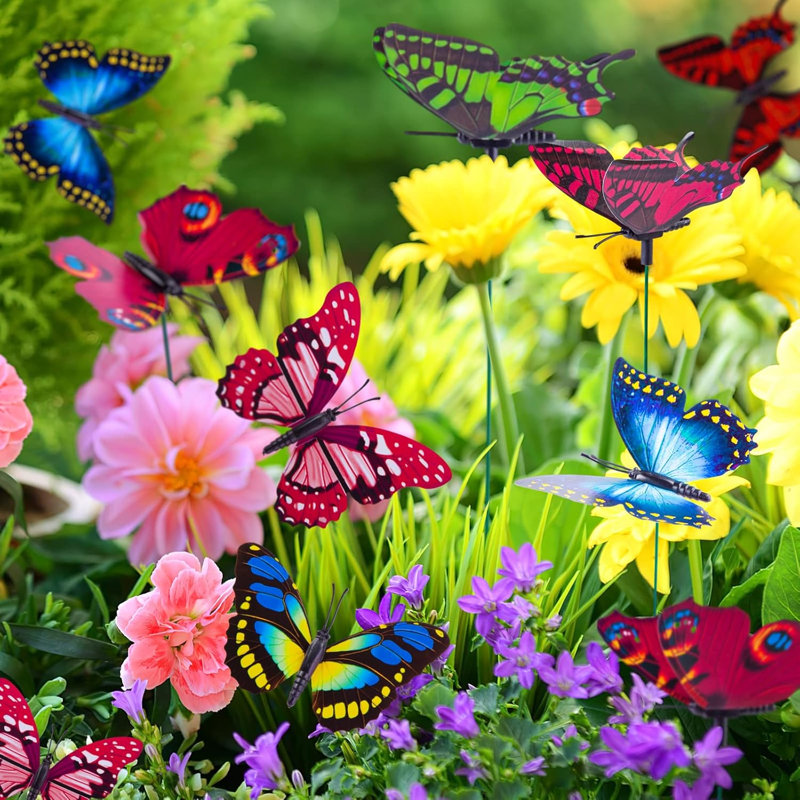 50 pièces de décorations de jardin papillon, piquets de papillon de 11,8 pouces