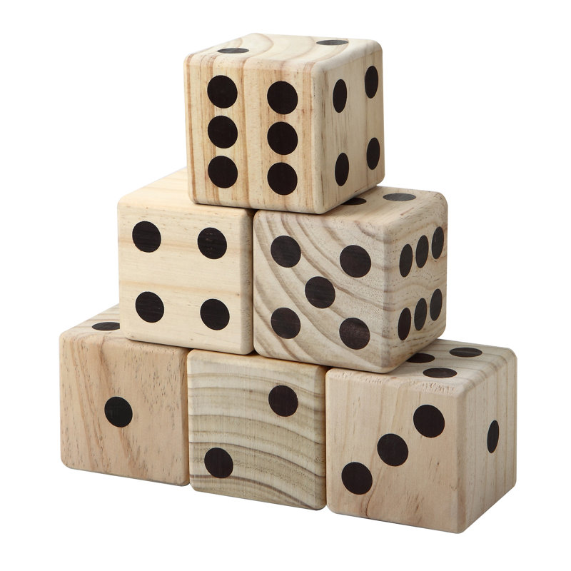 Oversized Outdoor Wooden Dice Set with Heat-Branded Dots