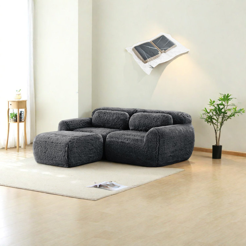 Canapé ergonomique en forme de L, tissu moelleux, design moderne pour la maison