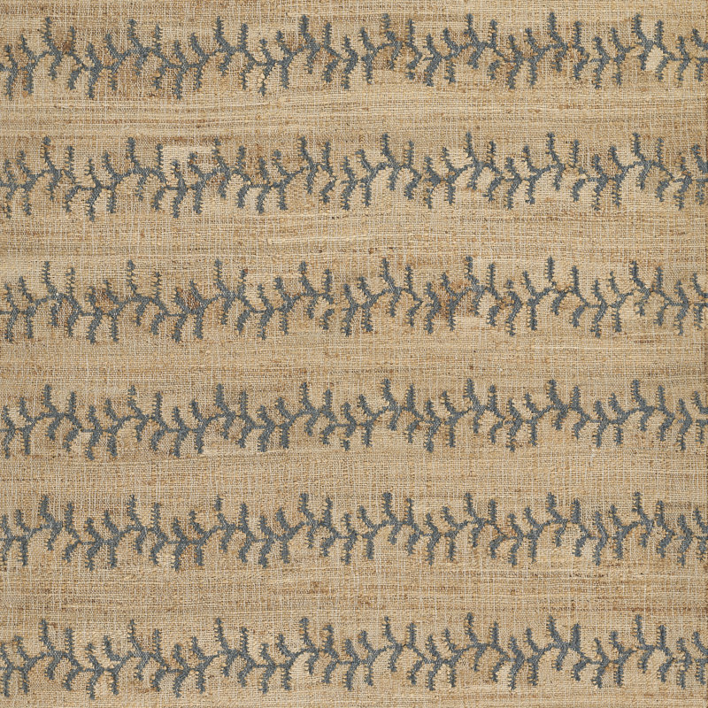 Adoria Vine Stripe Jute and Wool Handwoven Blue Area Rug, Rectangle 2' x 3'