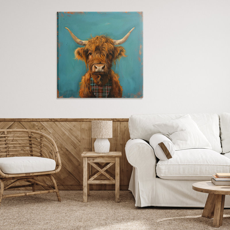  Art mural Highland Cow par LSR Design Studio, H 36 po x l 36 po