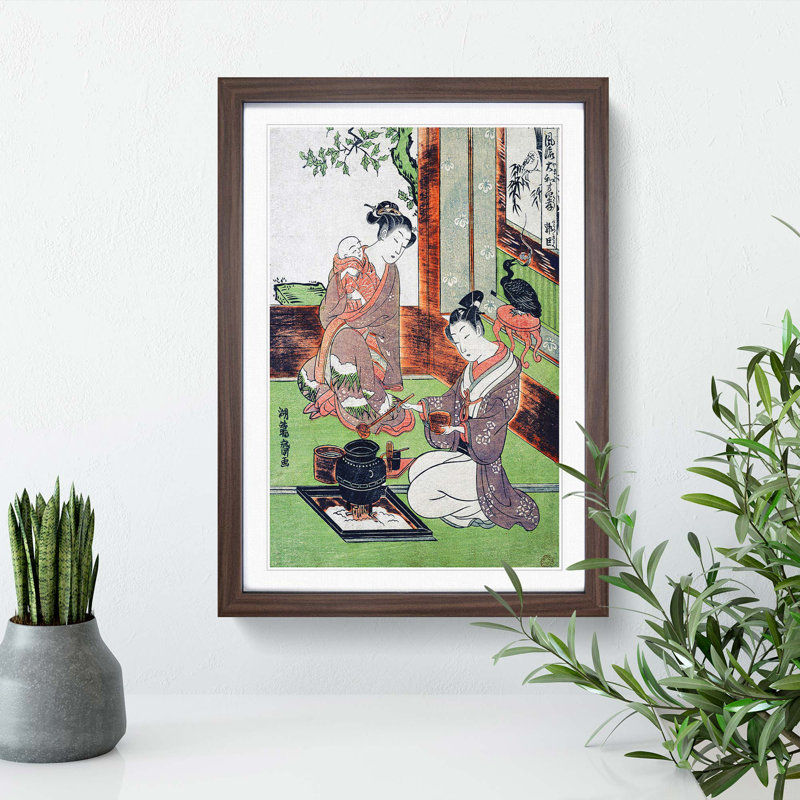 Guo Zhu by Isoda Koryusai - Picture Frame Painting Print, 48cm H x 36cm W x 2cm D, Walnut Framed