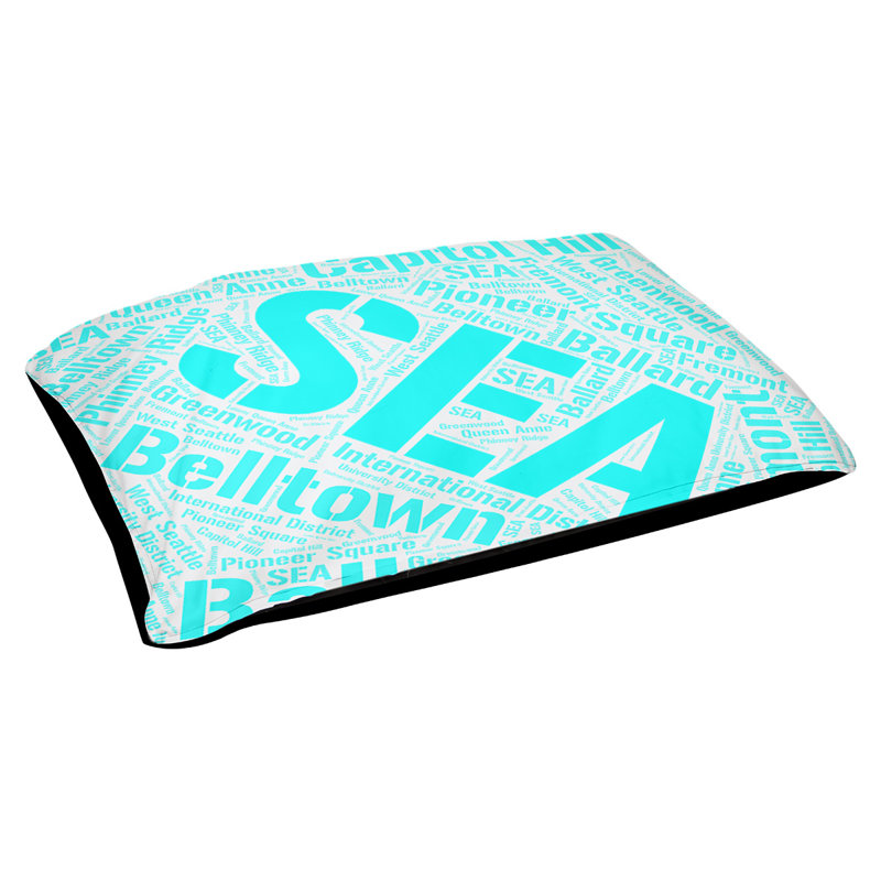 Coussin de chien « districts », Moyen (H 9,5 po x l 28 po x P 18 po), Cyan, Seattle