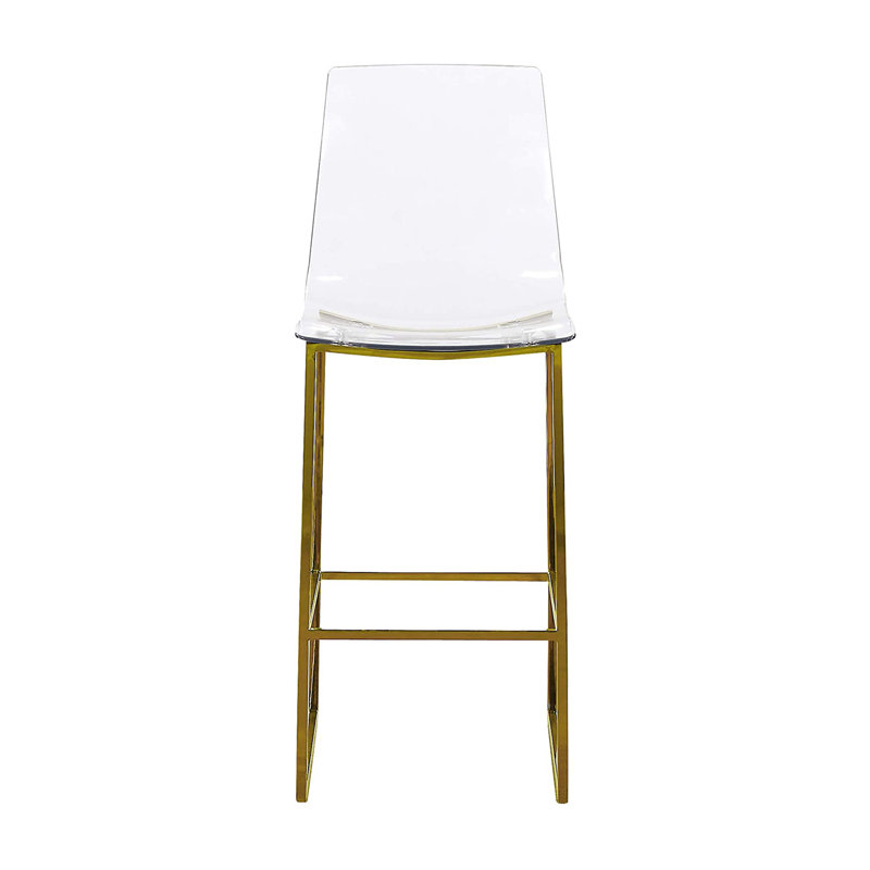 Meridian Furniture Lumen Contemporary Acrylic Counter Stool W/ Metal Base, Gold
