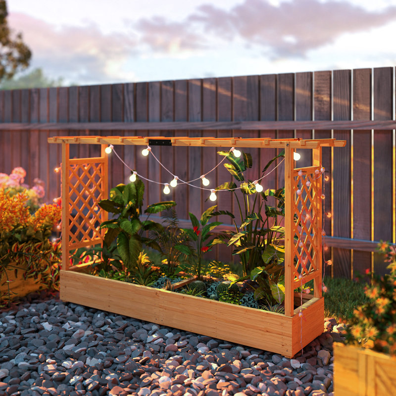 Wood Raised Garden Bed, 113.5cm H x 200cm W x 44cm D