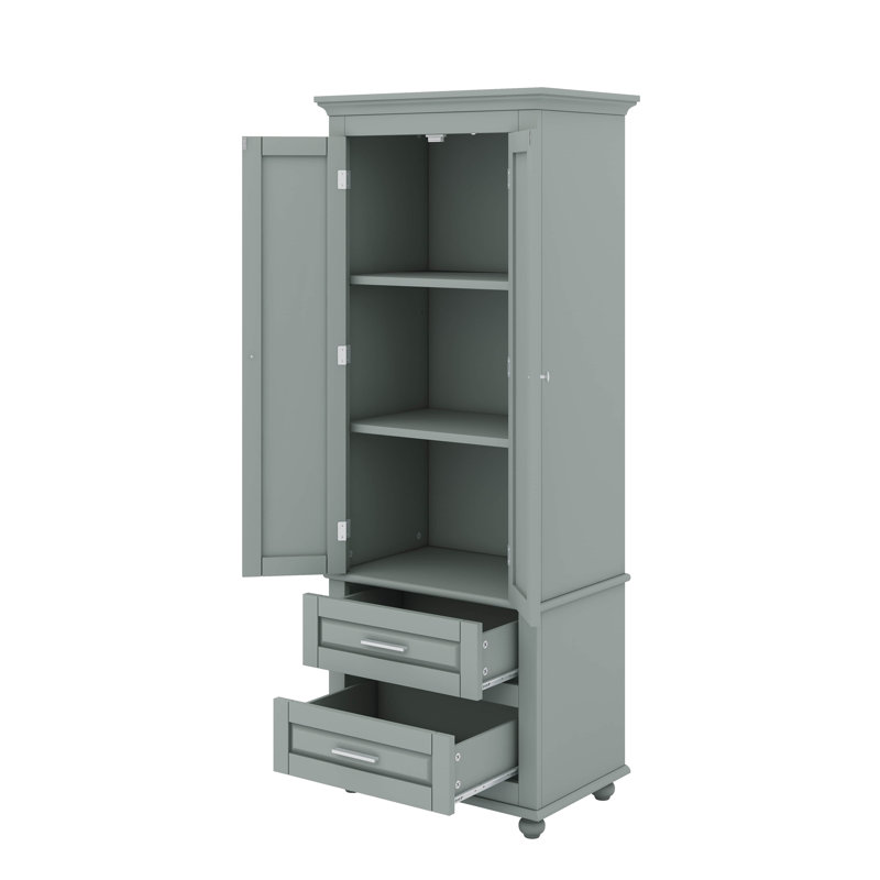 Grande armoire de rangement avec deux tiroirs pratiques, Gris