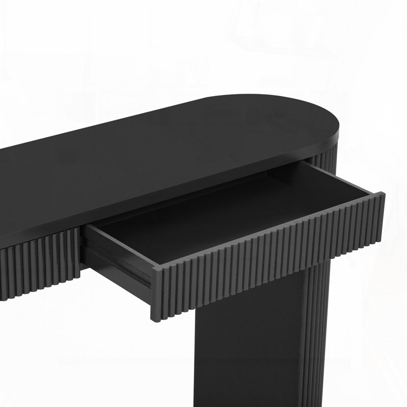 Console Table with Vertical Striped Design,Sled, Black