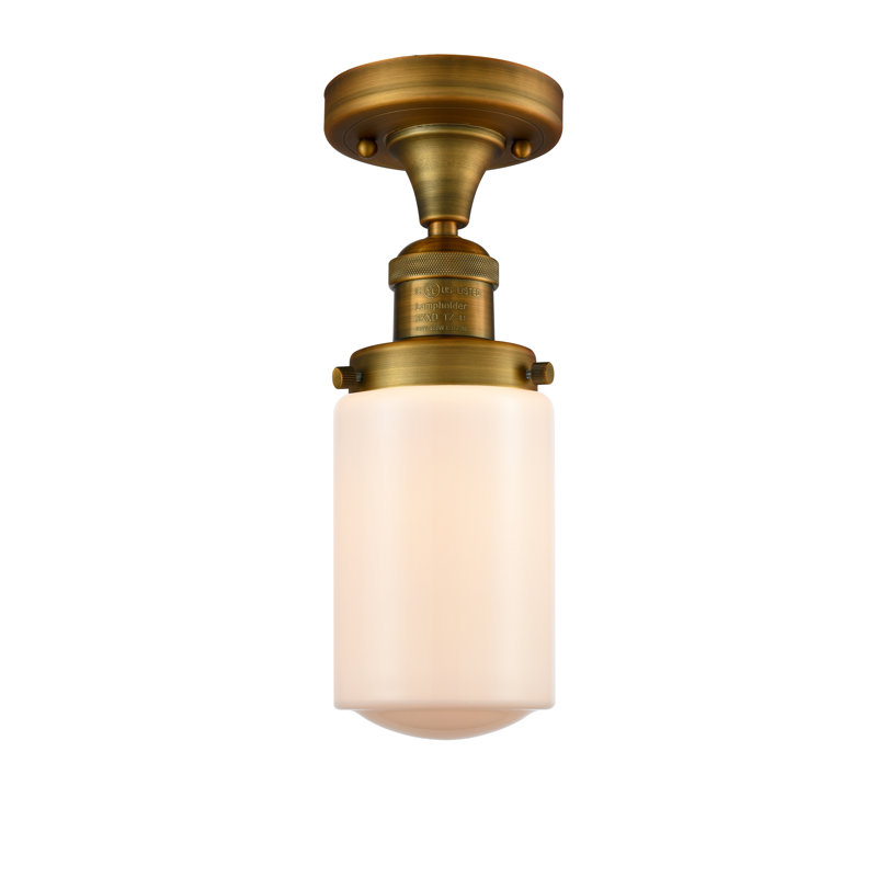 Plafonnier semi-encastré 4,5 po Saroyan, Blanc mat, Ampoule DEL 6 watts Vinage, Laiton brossé