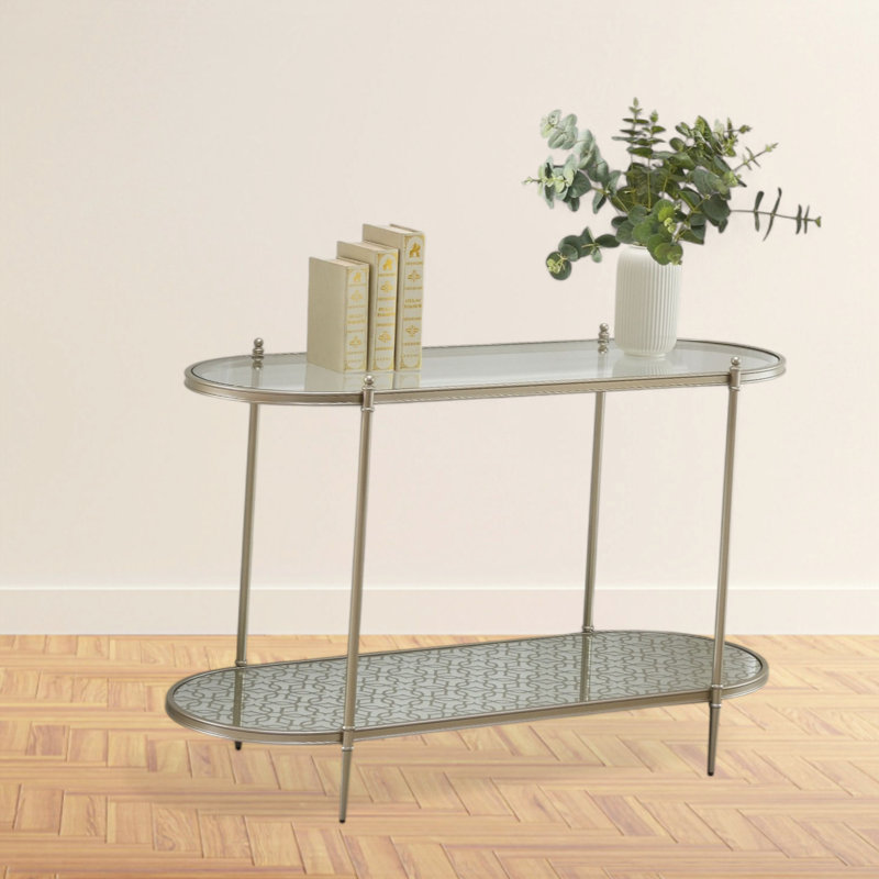 Table de canapé à finition champagne Zaba - Plateau en verre trempé élégant et structure en métal robuste pour des espaces de vie élégants