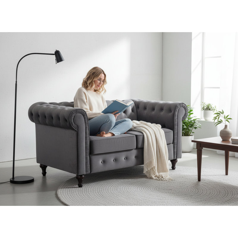 Causeuse Chesterfield, Gris