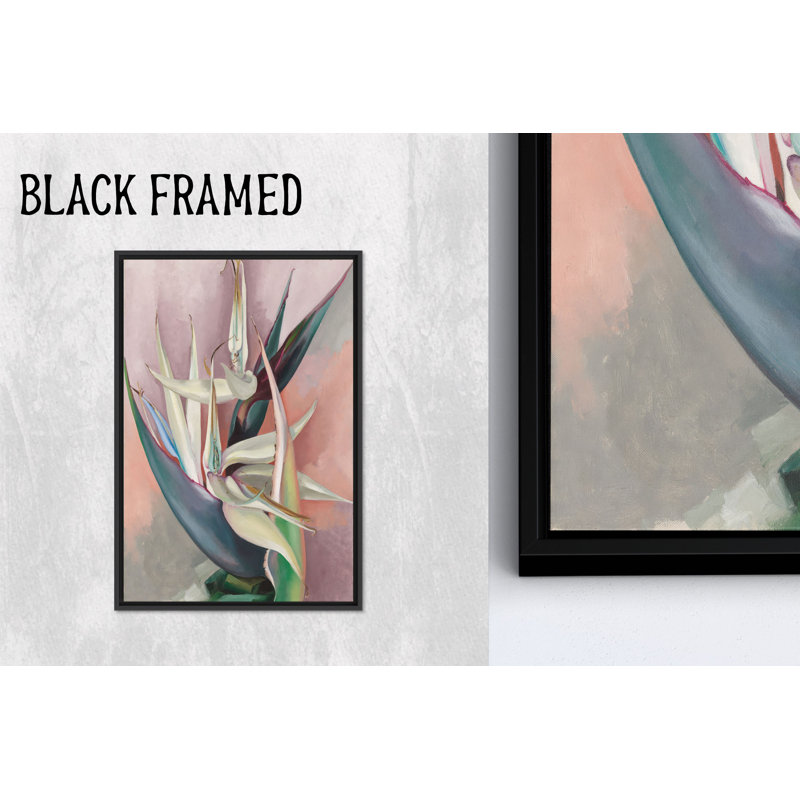 Printed Canvas: Abstract Bird-of-Paradise Floral Art,1P BlackFramedCanvas, H: 102.4 x W:63.1 inches