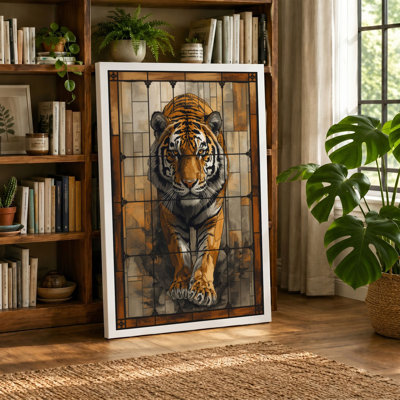 Tiger in Geometry Modern - Wrapped Canvas